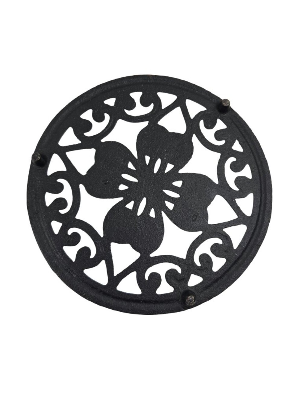 Cast Iron Decorative Trivets Set Of 3 Round Intricate Floral Scrollwork Design - Picture 6 of 10